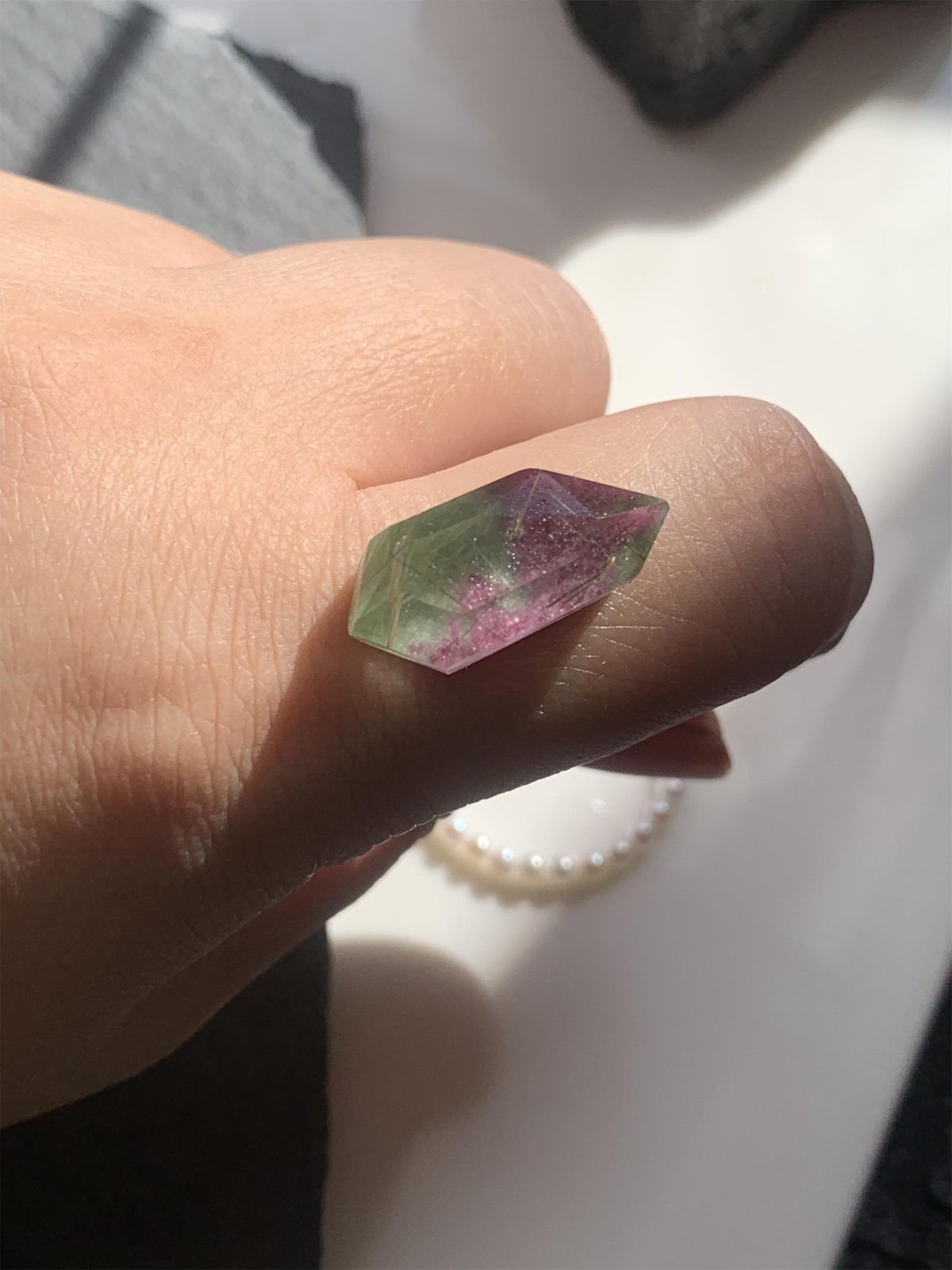 ルビーインゾイサイト×ルチルクォーツ ダブレット ストーン リング SV925シルバー 1点もの 237-4