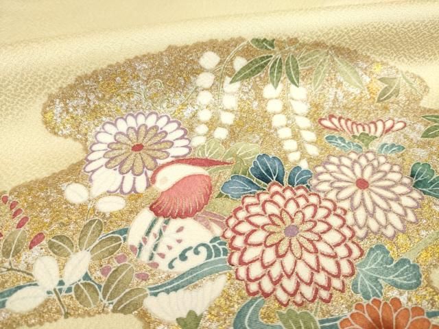 平和屋着物○訪問着 駒刺繍 エ霞鳳凰花文 鴛鴦 金銀彩 正絹 逸品