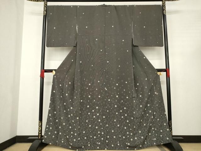 平和屋着物 庭野三樹夫 訪問着 雪輪文 黒地 正絹 AABC4192ck