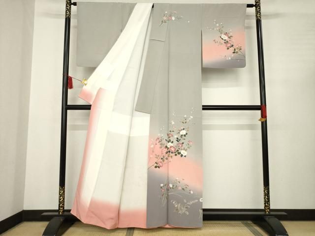 平和屋着物 訪問着 友禅 作家物 枝花文 暈し染め 正絹 AABC4197ck