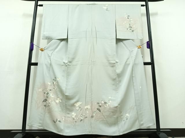 平和屋着物 訪問着 単衣 友禅 草花文 暈し染め 正絹 AABC6796jh