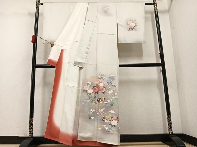 平和屋着物 訪問着 友禅 鴛鴦草花文 暈し染め 正絹 AABC9316ph