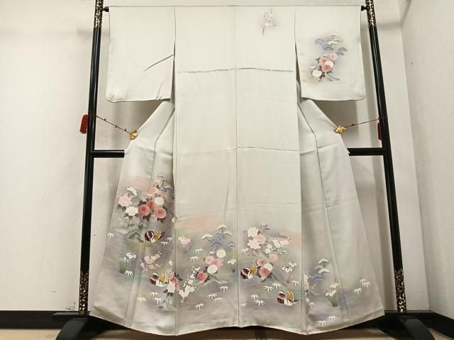 平和屋着物 訪問着 友禅 鴛鴦草花文 暈し染め 正絹 AABC9316ph