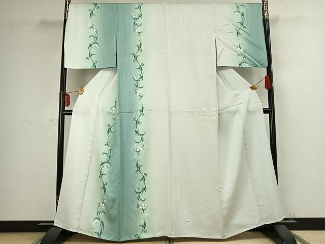 平和屋着物 訪問着 単衣 草花文 暈し染め 金彩 正絹 AABC3987fy