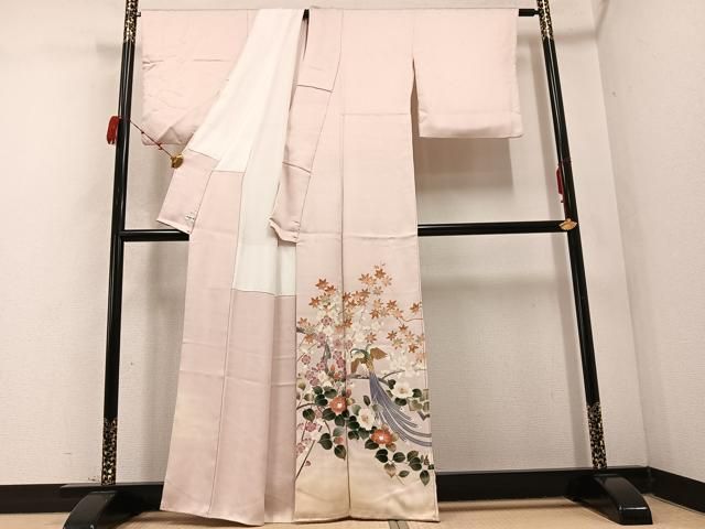 平和屋着物 色留訪問着 花鳥文 暈し染め 金糸 正絹 AABC9348ph
