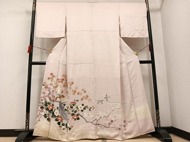 平和屋着物 色留訪問着 花鳥文 暈し染め 金糸 正絹 AABC9348ph