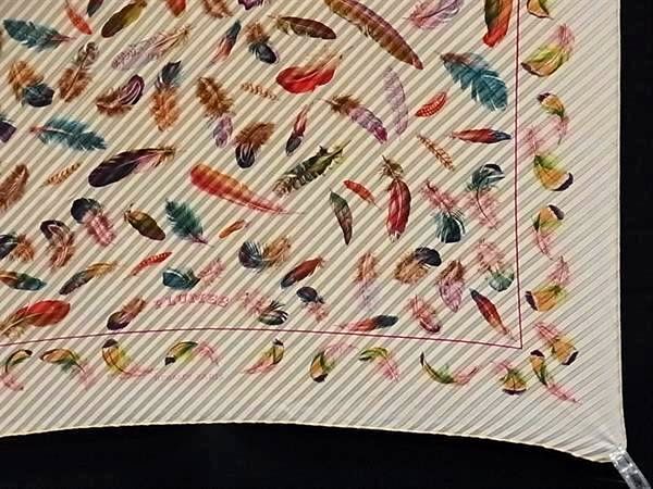 超美品 HERMES エルメス スカーフ カレ90 プリーツ PLUMES 羽