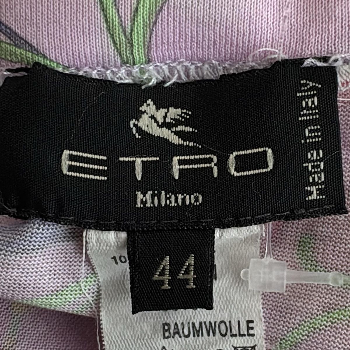  ETRO エトロ 半袖Tシャツ サイズ44 L レディース - ピンク×ライトグリーン×マルチ クルーネック 半袖(Tシャツ) Tシャツ カットソー