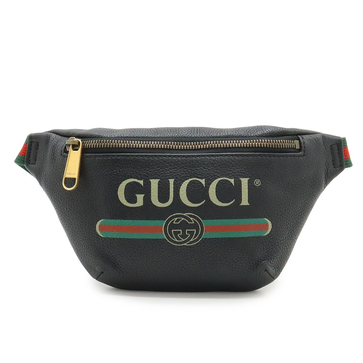 GUCCI グッチ グッチプリント スモール ベルトバッグ シェリーライン ウエストバッグ ヒップバッグ ボディバッグ レザー 黒 ブラック 527792