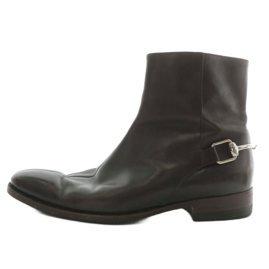 グッチ GUCCI ショートブーツ レザー ホースビット シルバー金具 40 25 cm 茶色 ブラウン 204398 XZ GY 19