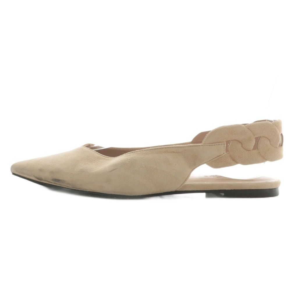 エルメス HERMES ジーナ フラットシューズ サンダル スエード ポインテッドトゥ ストラップ 37.5 24.5 cm ベージュ XZ GY 19