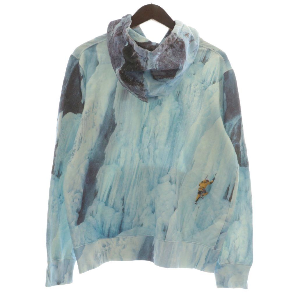 ザノースフェイス THE NORTH FACE × シュプリーム Supreme 21 SS ICE CLIMB HOODED SWEAT パーカー スウェット 長袖 裏起毛 プルオーバー 総柄 ロゴ 刺繍 S 青 ブルー XZ GY 019