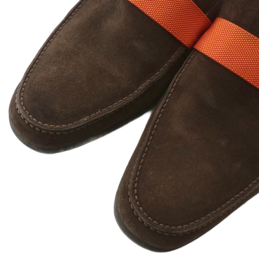 エルメス HERMES ローファー モカシン スエード ラウンドトゥ バンド