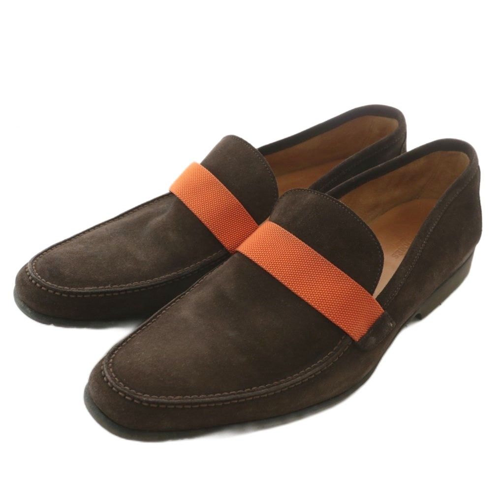 エルメス HERMES ローファー モカシン スエード ラウンドトゥ バンド 40.5 25.5cm 茶色 ブラウン オレンジ XZ GY19