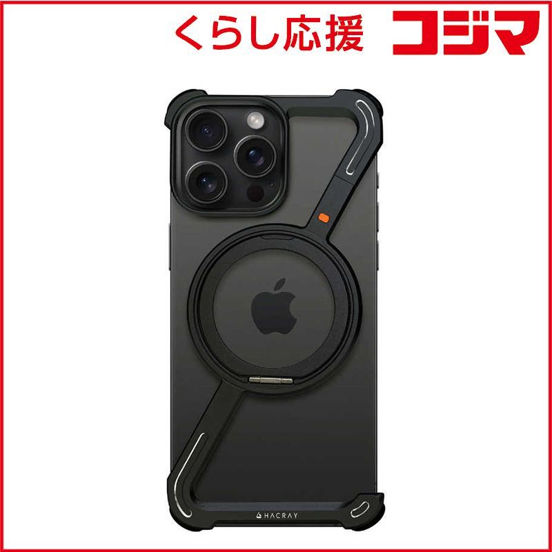 【 新品 未開封 】 ROA iPhone 16 Pro Max (6.9インチ) 360 RingStandバンパー ケース Hacray アルミ・ブラック HR27180i16PM 未使用 送料無料