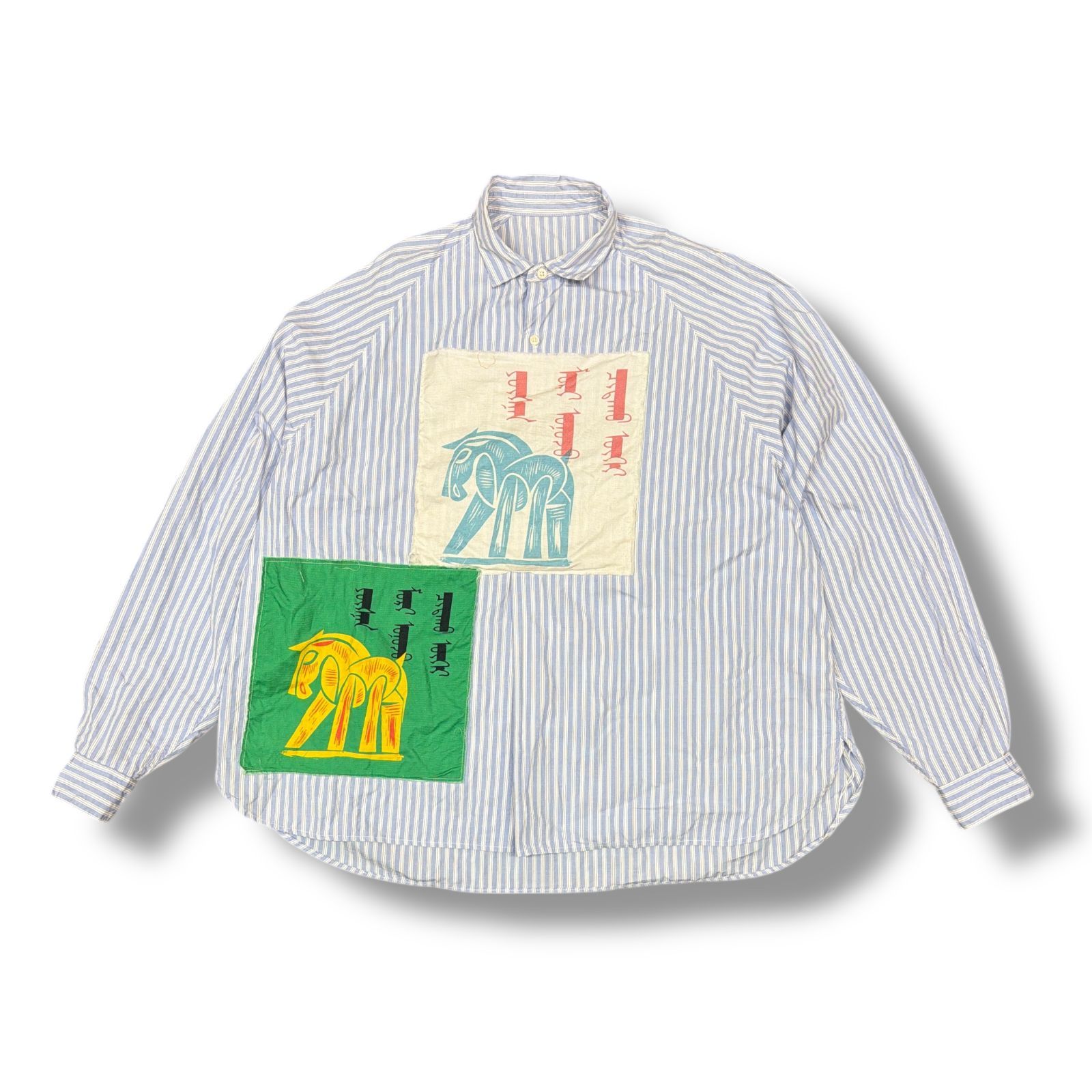 Sillage Jiaqi Wang striped shirt プルオーバーストライプシャツ シアージ ブルー 1968M6