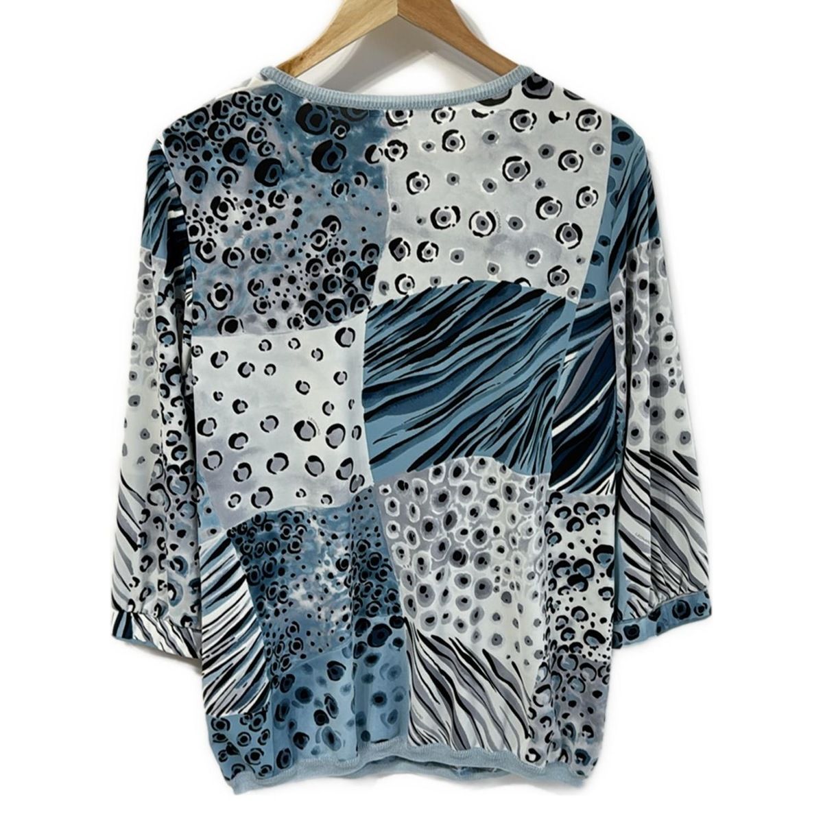 LEONARD SPORT レオナールスポーツ 七分袖カットソー サイズ42 L レディース - ライトブルー×グレー×マルチ