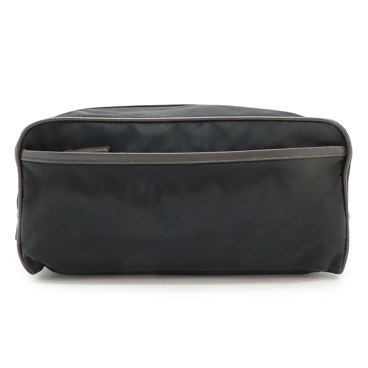 PRADA プラダ ロゴジャガード トライアングルロゴ セカンドバッグ クラッチバッグ マルチポーチ ナイロン NERO 黒 ブラック シルバー金具