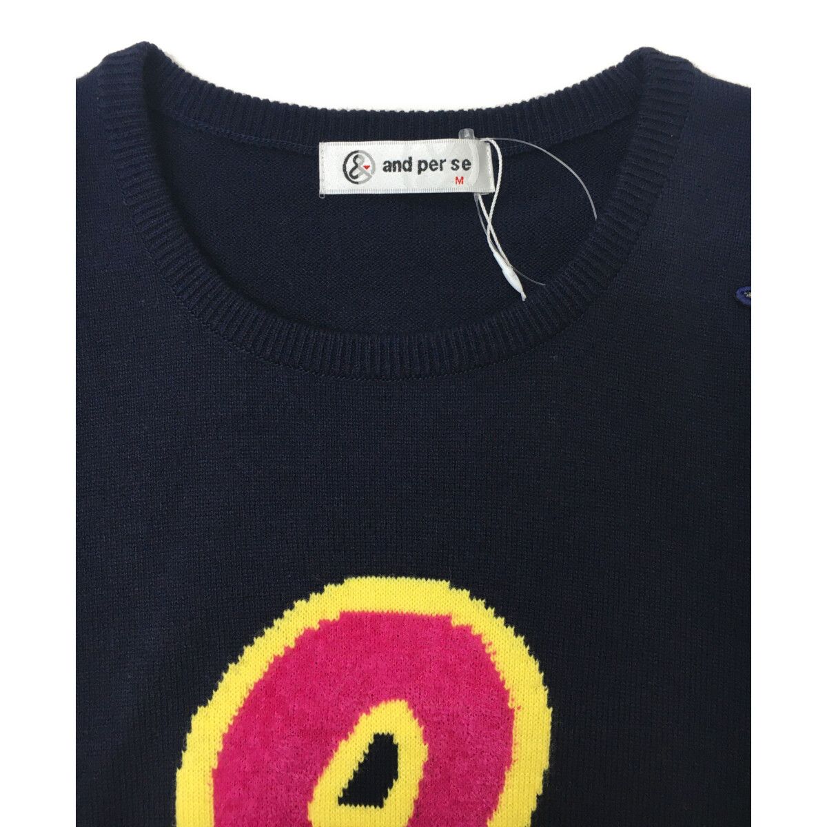 未使用品 レディース アンパスィ and per se ニット M 紺 ネイビー