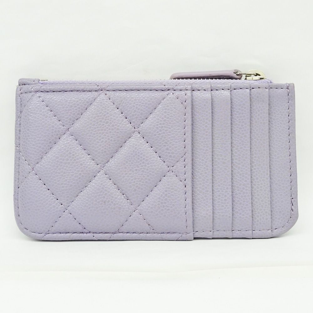 栄 シャネル コインケース クラシック ココマーク AP2570 レザー 財布 パープル シルバー金具 箱