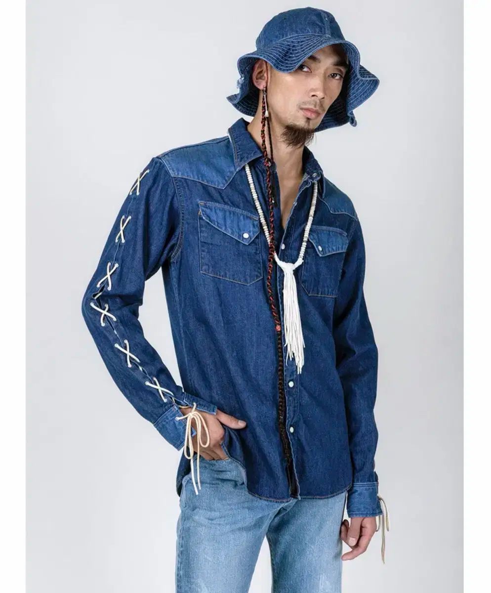 デニム レースアップ