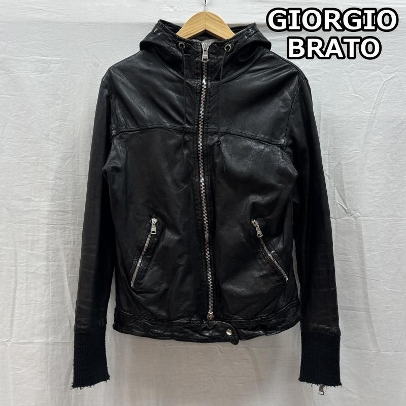 ジョルジオブラット シープスキン 羊革 スタンド ジップアップ レザー ジャケット パーカー 裏リネン メンズ 44 ISItems 古着 50145951