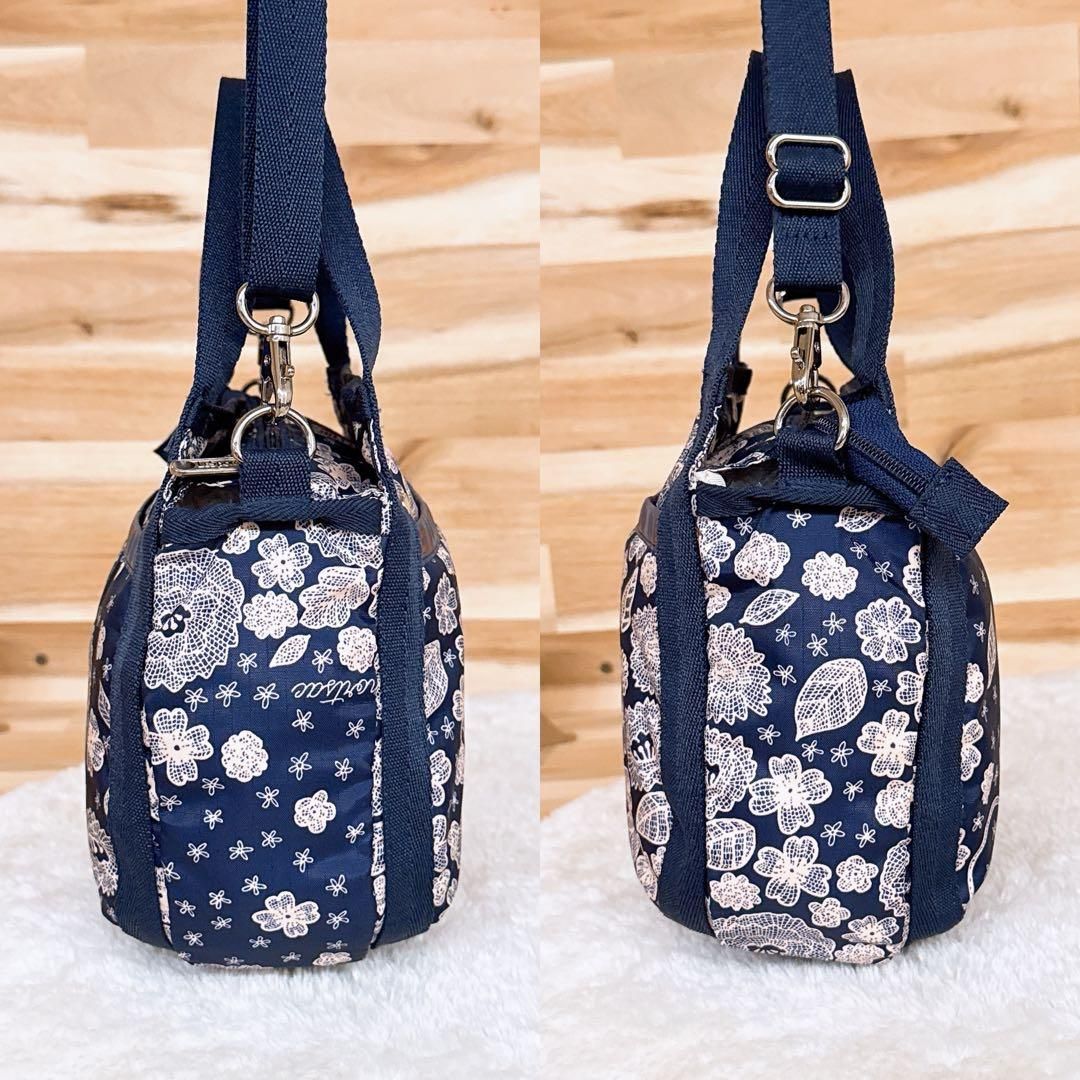 【レスポートサック】花柄 フラワー スクエア ミニ ショルダーバッグ 紺×茶 レスポートサック ショルダー ミニ（柄：花柄、フラワー）のおすすめ