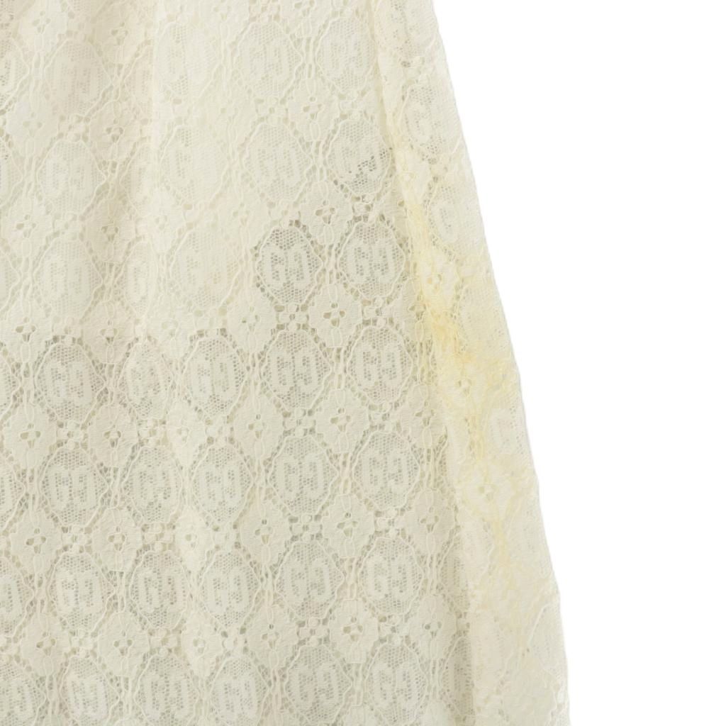  グッチ GUCCI GGフローラルレースワイドレッグトラウザーロングパンツ イージー 38 M 白 ホワイト 740596 ZAMMC XZ GY 19 その他 トップス