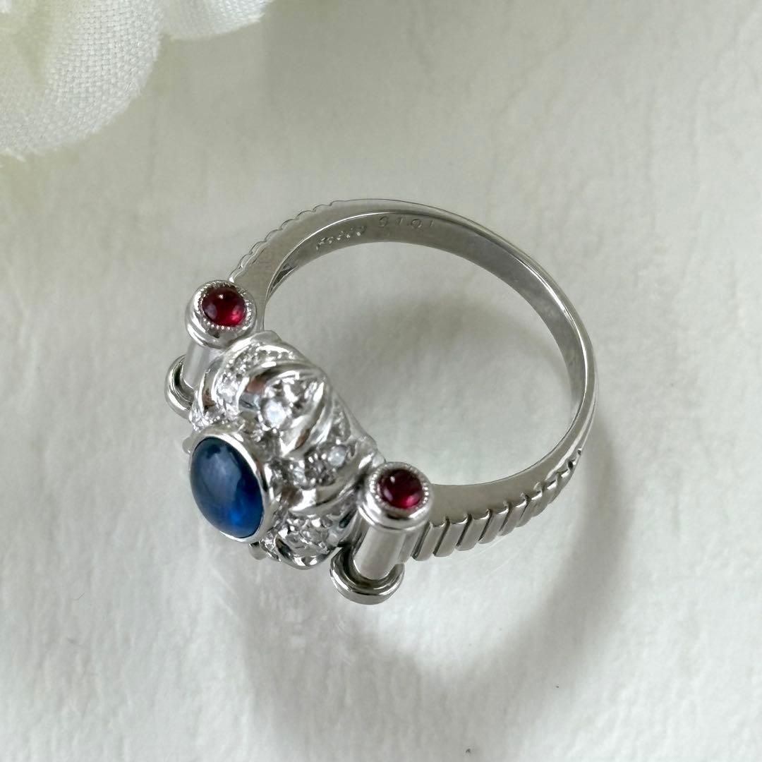 443【アンブローズ】Pt900 サファイア　ダイヤモンド　ルビー　リング 443【アンブローズ】Pt900 サファイア ダイヤモンド ルビー リング 443