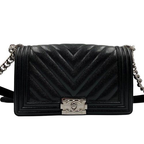 CHANEL シャネル ボーイシャネル キャビアスキン シェブロン Vステッチ