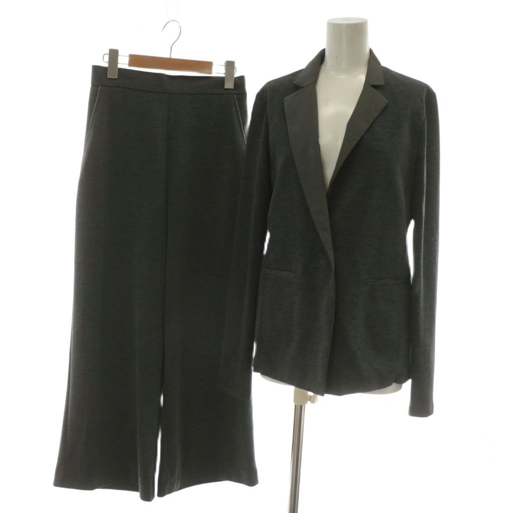 モラビト MORABITO 近年モデル セットアップ 上下 テーラードジャケット シングル 1B ノーベント ワイドパンツ ジップフライ 38 M グレー XZ GY19