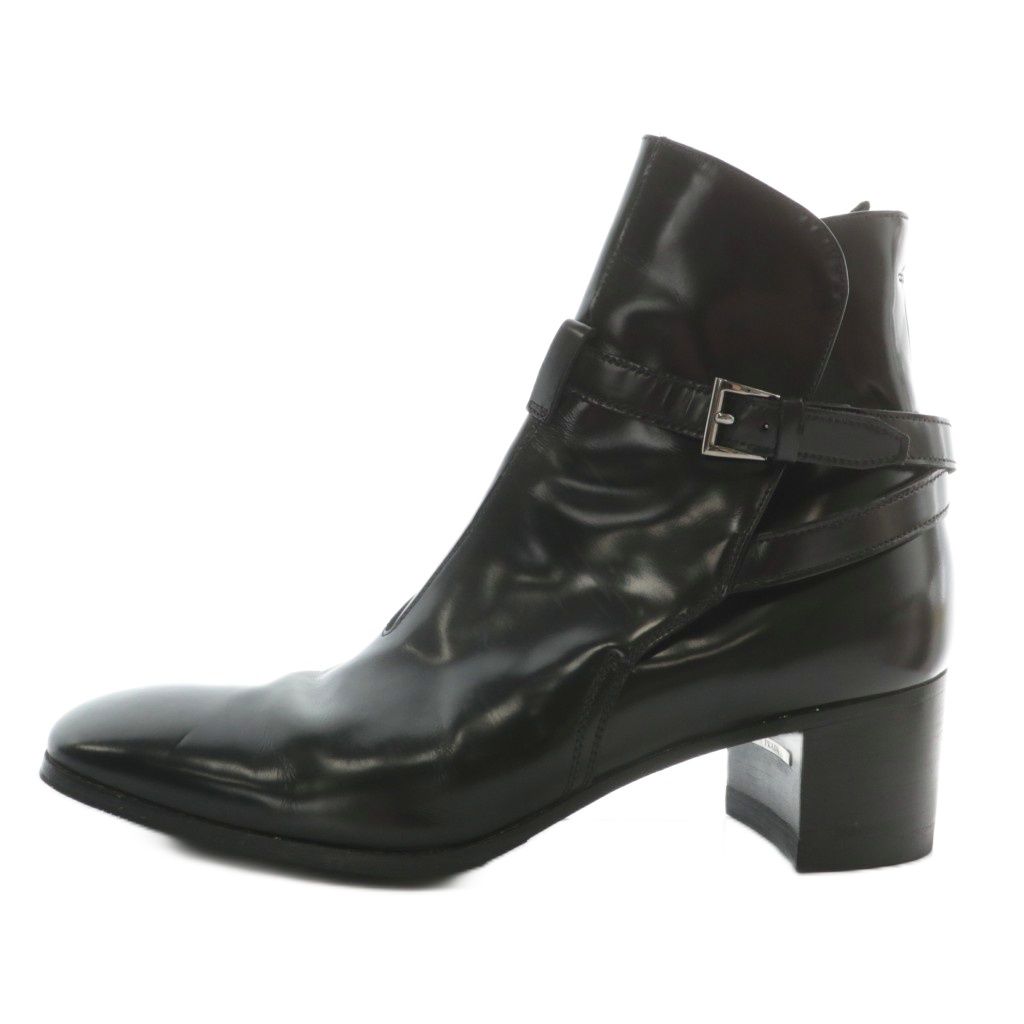 プラダ PRADA ショートブーツ レザー スクエアトゥ ベルト 6.5 25.5 cm 黒 ブラック XZ GY 19