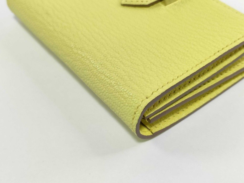 HERMES エルメス カードケース ベアン リモンチェッロ シェーブル ユニセックス シルバー金具 新古