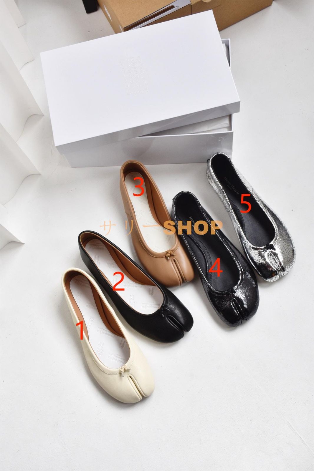 MM6 Maison Margiela エムエム6メゾンマルジェラ サテンバレエシューズ フラットシューズ フューシャ