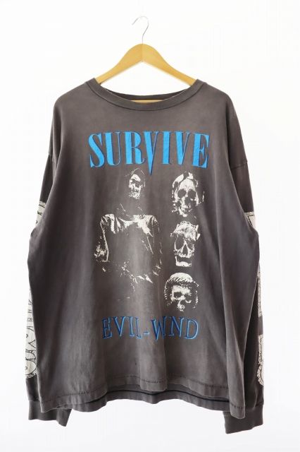 セントマイケル SAINTMICHAEL 23AW LS TEE SURVIVE プリント 長袖T
