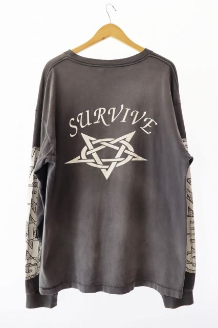 セントマイケル SAINTMICHAEL 23AW LS TEE SURVIVE プリント 長袖T