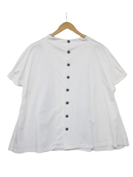 慈雨 ジウ JIU センソユニコ 半袖 ハイネックシャツ ブラウス 背面パッチワークデザイン 白 Lサイズ40 管理番号L29462SSA26-251103-503 198