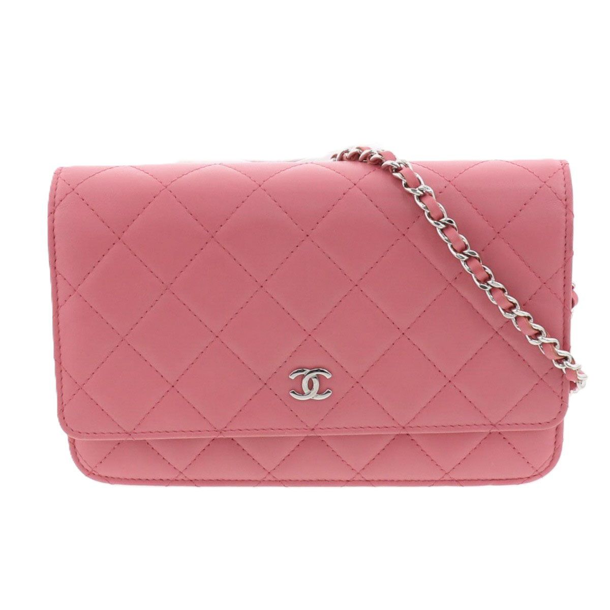 CHANEL シャネル マトラッセ チェーンウォレット ウォレットチェーン AP0250 レディース ラムスキン ピンク シルバー金具 22番台