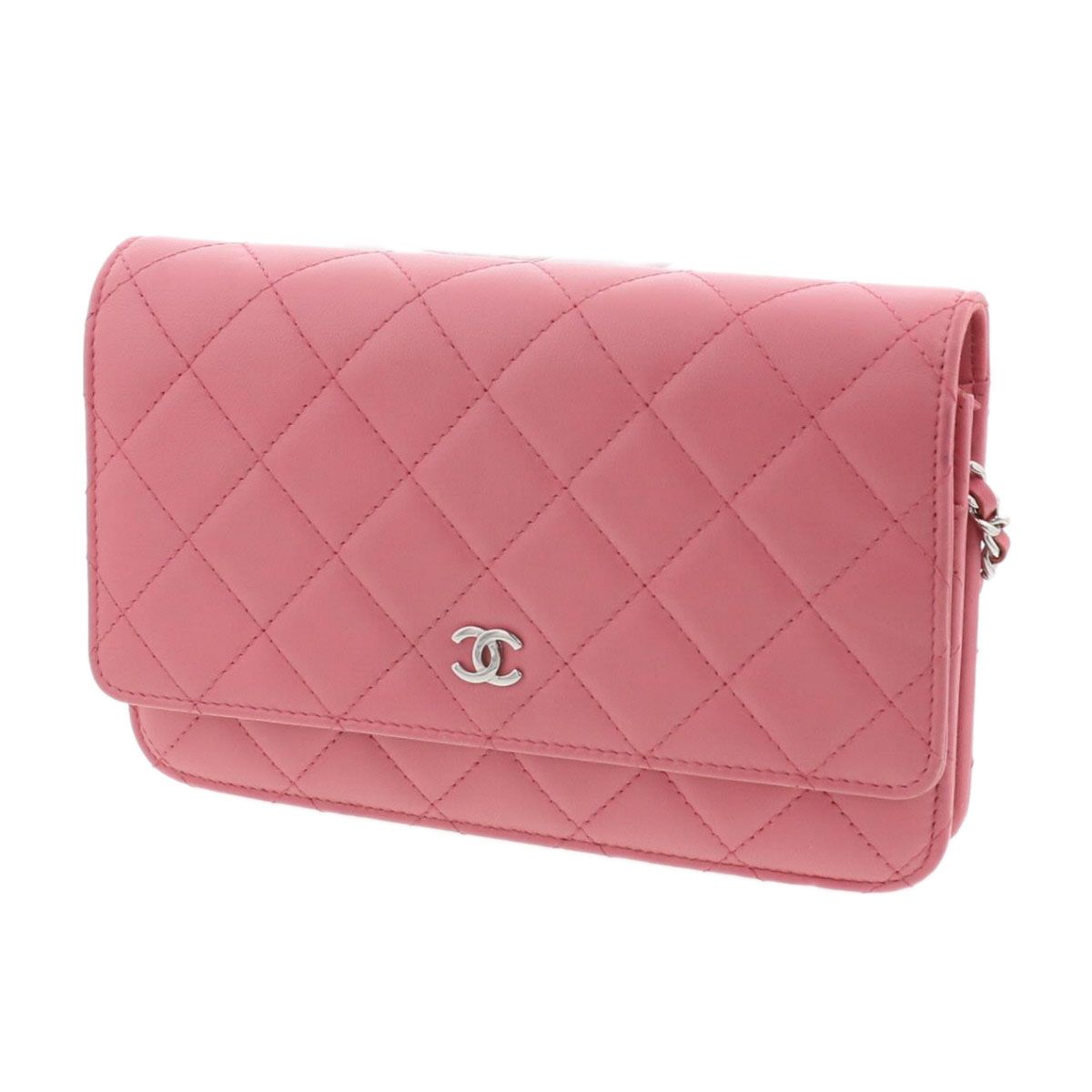 CHANEL シャネル マトラッセ チェーンウォレット ウォレットチェーン AP0250 レディース ラムスキン ピンク シルバー金具 22番台