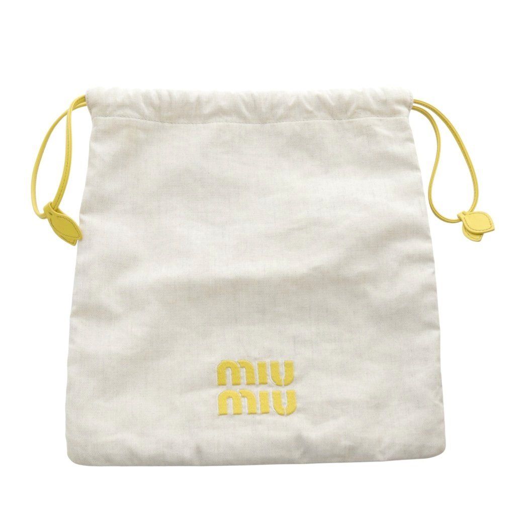 ミュウミュウ miumiu 巾着ポーチ バッグ ロゴ キャンバス ベージュ