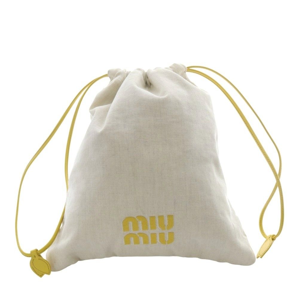 ミュウミュウ miumiu 巾着ポーチ バッグ ロゴ キャンバス ベージュ
