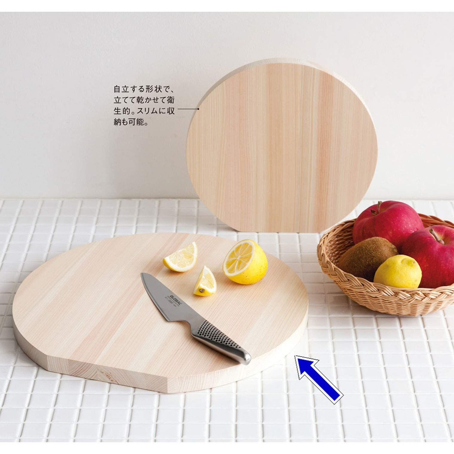 商品 ウメザワ 木製まな板 ひのき 丸型 大 直径35×厚さ2cm 445109