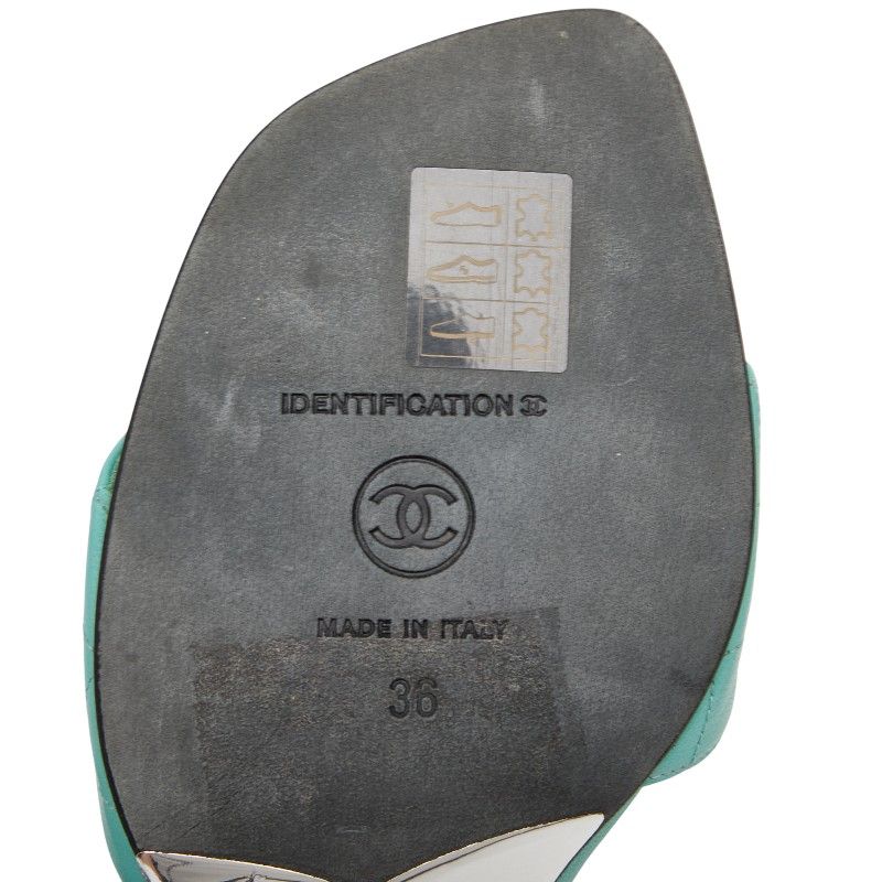 シャネル サンダル ヒール サイズ:36 ライトブルー レザー レディース