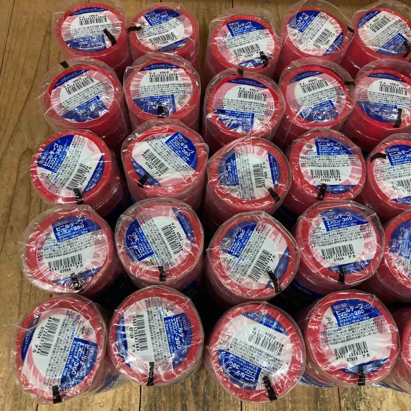 セキスイ SEKISUI 積水 エスロンテープ No.360 V360R01 塩化ビニル 0.2mmx19mmx10ｍ 赤 400個 所沢店