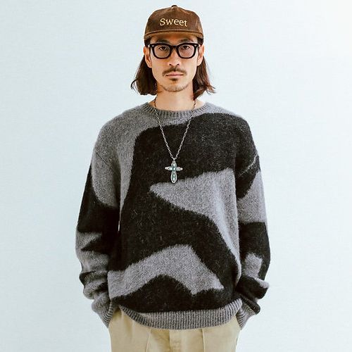 TONY TAIZSUN トニータイズサン MARBLE MOHAIR KNIT CREW BLACK GRAY クルーネックモヘアニット 各種サイズあり