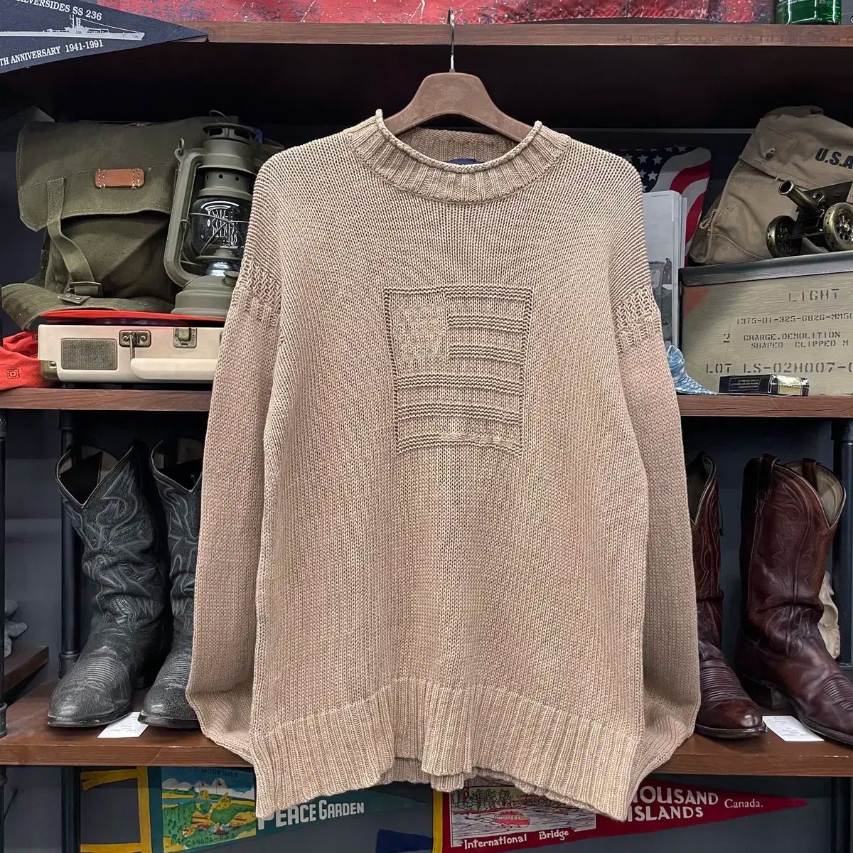 POLO RALPH LAUREN ポロラルフローレン スポーツ 星条旗 パータン コットン ラウンドネック ニット セーター