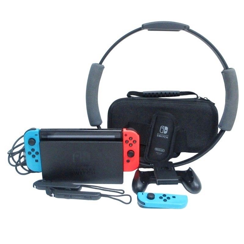 ニンテンドースイッチ Nintendo Switch HAC-0001 本体 リングコン レッグバンド付 動作 済 ネオンブルー ネオンレッド 0607