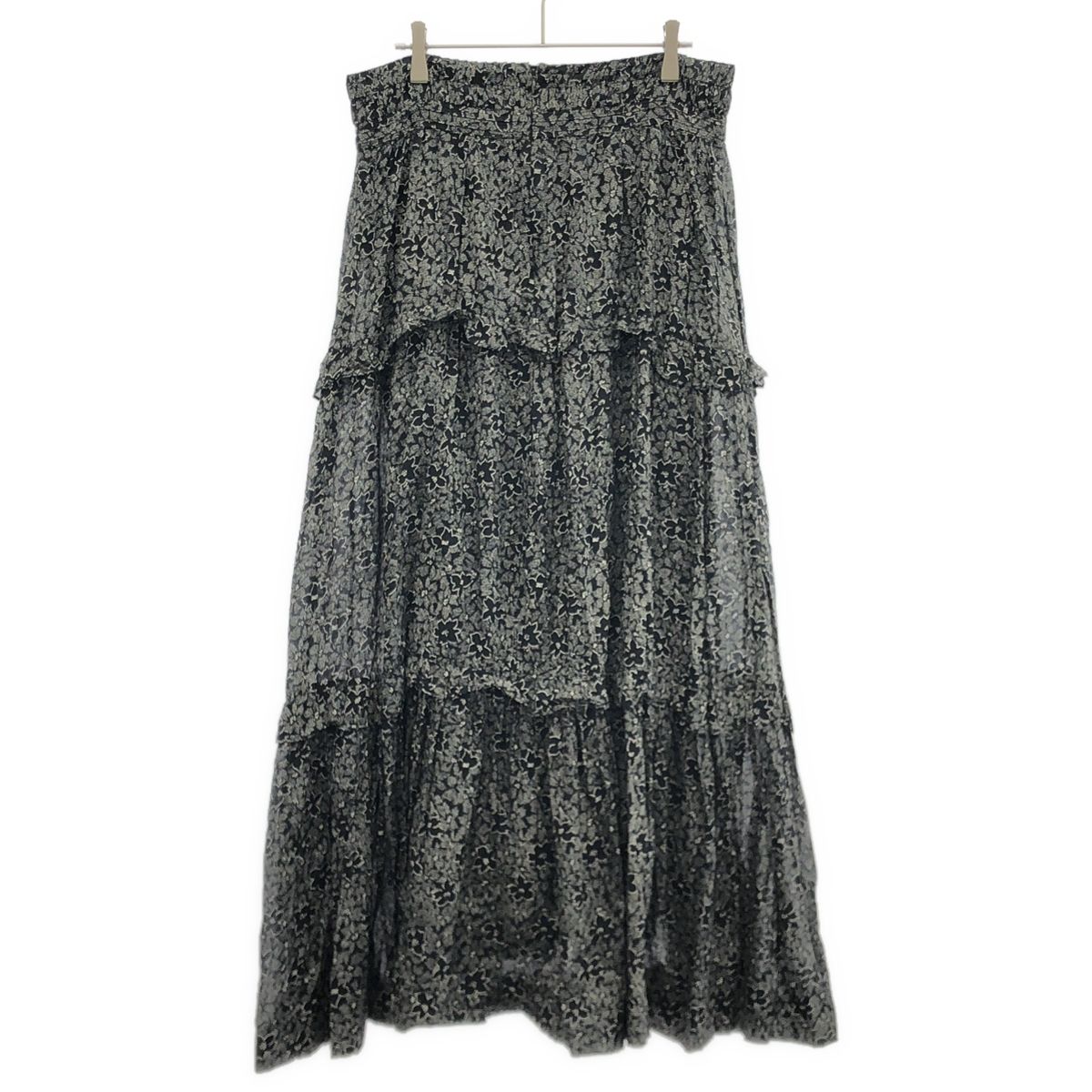 ISABEL MARANT ETOILE イザベルマラン エトワール フローラルプリントコットンギャザースカート 19A038E ブラック 40