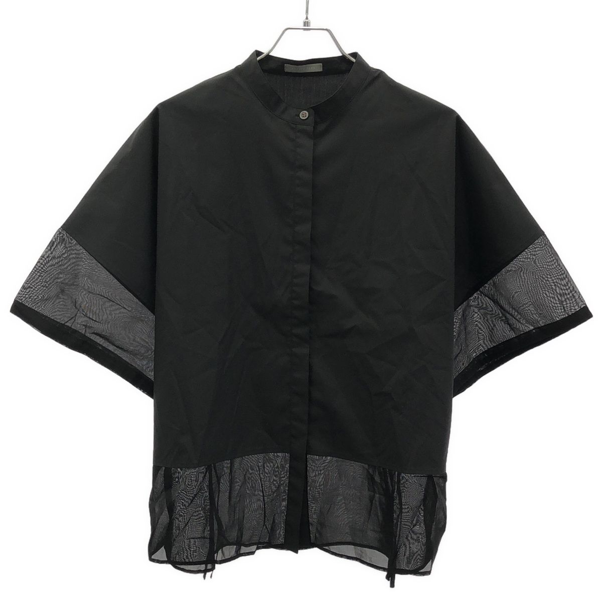 theory luxe セオリーリュクス Luxe Cotton Dazy C Shirt ショートスリーブシアーシャツ ブラック 40