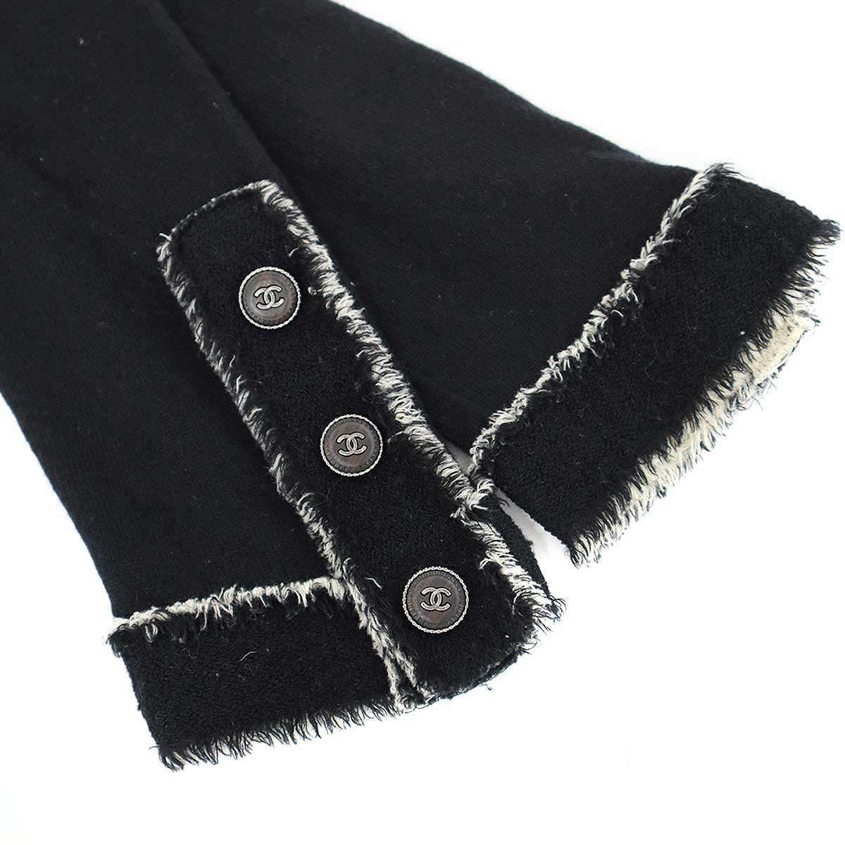 ココマークボタンツイードフリンジカシミヤニットワンピース